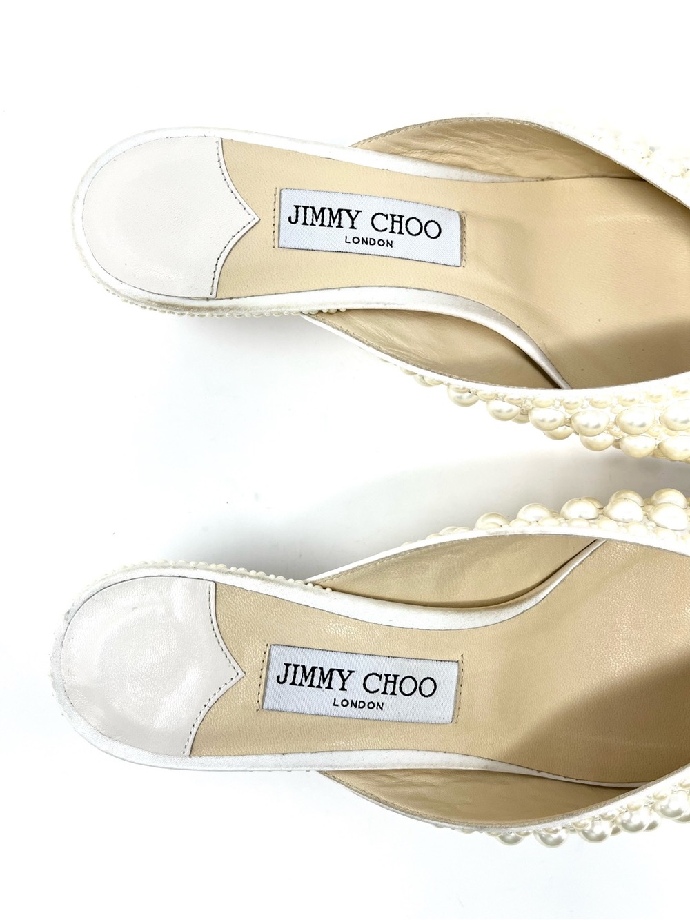 Jimmy Choo Samantha 35 White Satin Pearl Mules Kitten Heels Wedding Bridal 40.5 - Picture 8 of 11